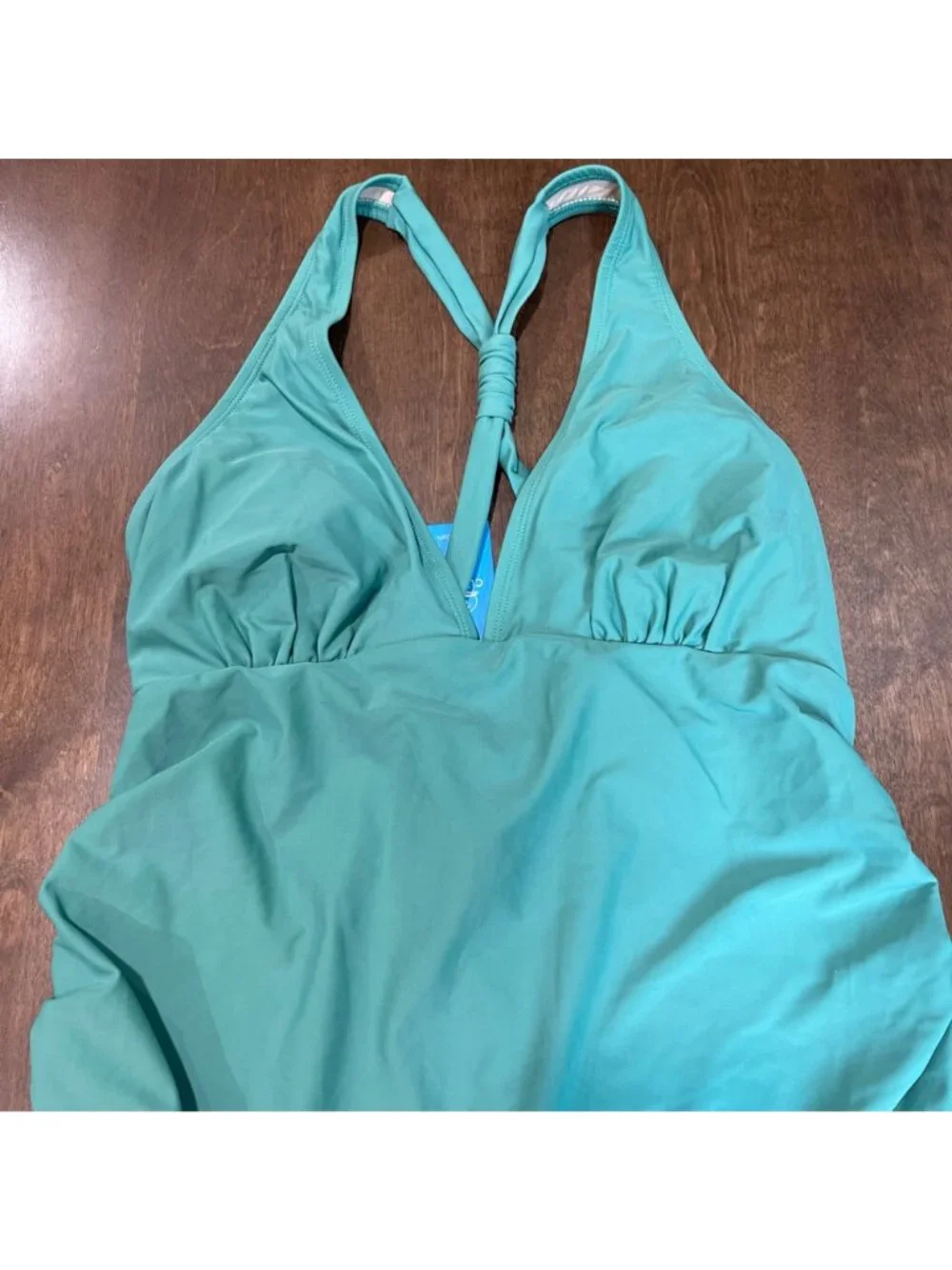 Cupshe Ruched Side Maternity One Piece Swimsuit Women's Size XL Green Cross Back